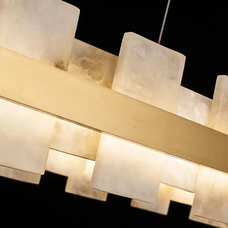 Luxury LED Hanging Lamp Modern Art Design Natural Marble Suspension Light for Indoor Bedroom Decor