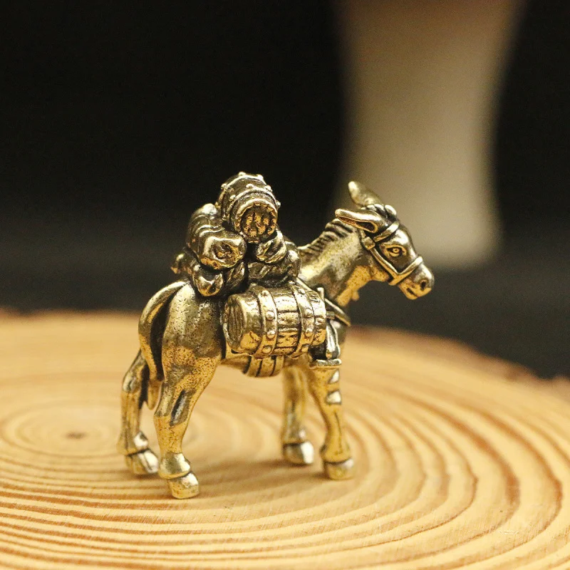 

Pure Brass Huatuo Travels Around the World Donkey Home Decoration Tea Pet Office Desktop Craft Small Ornament