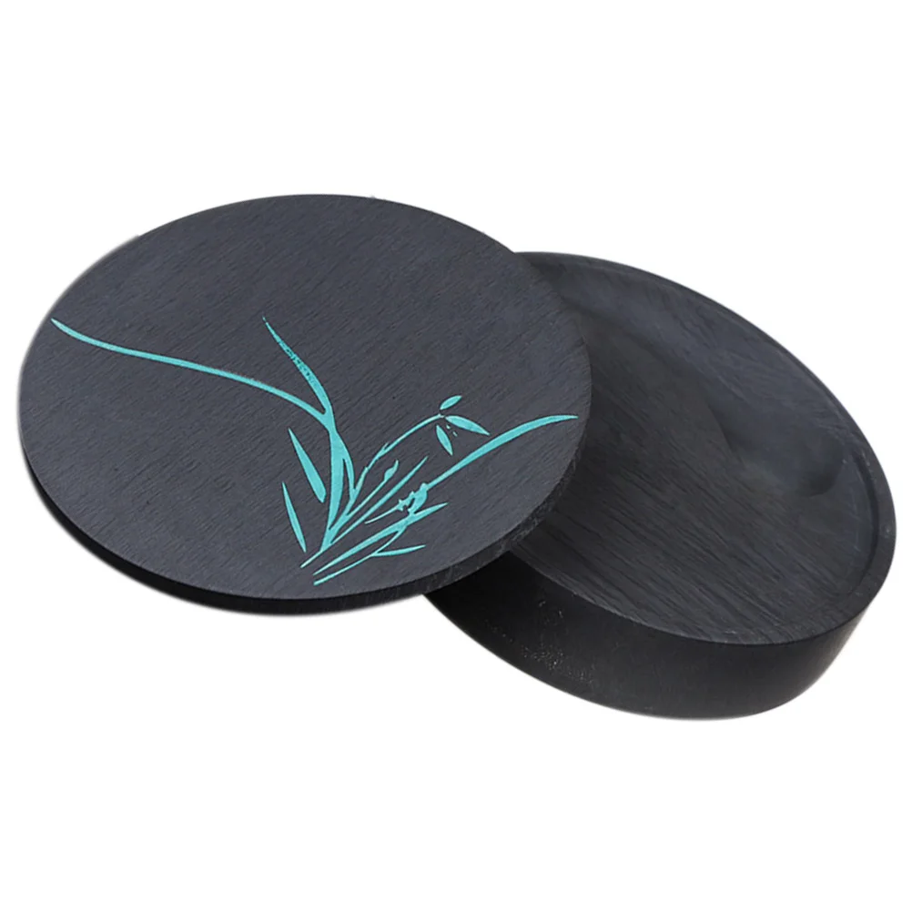 

1Set Round Inkstone Natural Stone Chinese Calligraphy Ink Stone Smooth Surface for Sumi Painting Round Inkstone