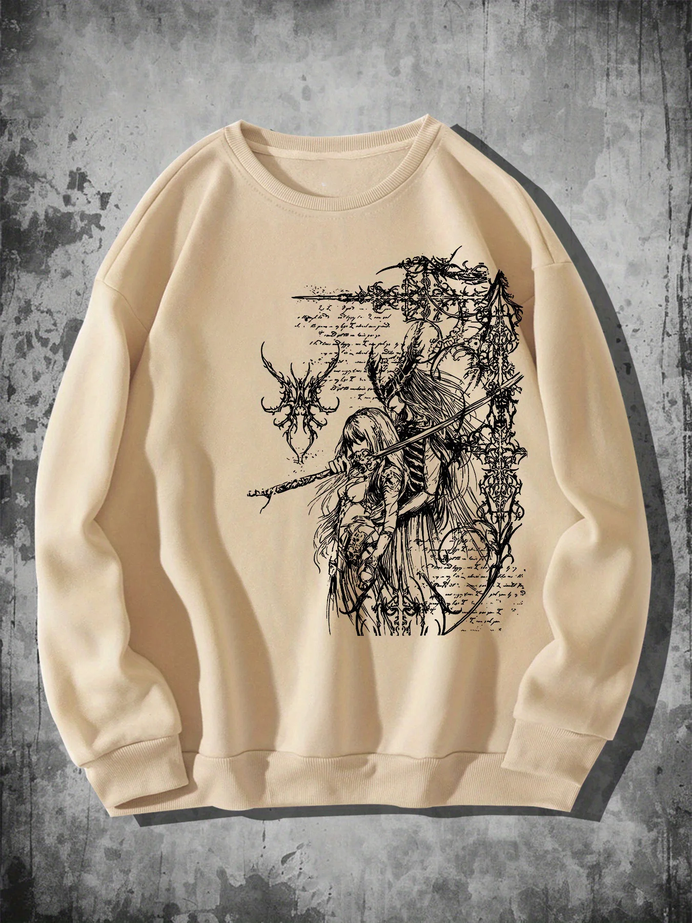 Herren-Herbst-Sweatshirt im neuen Gothic-Stil mit Anime-Charakter-Aufdruck und Rundhalsausschnitt, lässige, modische und trendige Kleidung