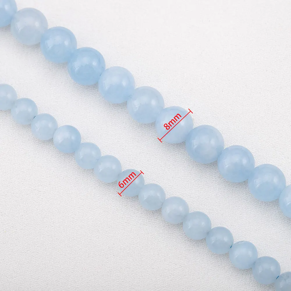 6mm/8mm Natural Stone Blue Color Round Loose Beads For Jewelry Making Handmade DIY  Necklace Bracelet Wearing Charms Supplies