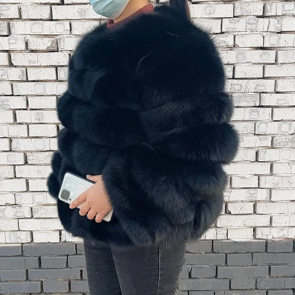 QIUNUOXI 100% Natural Fur Jacket Real Fur Coat Winter Jacket Women Natural Fox Fur Luxury Fashion 50cm Short Jacket Wholesale