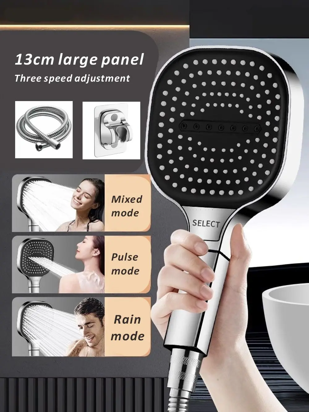 

13CM Bathroom Sink Faucet Filter Head of A Shower High Pressure 3 Modes Adjustable with Hose Water Saving Bathroom Accessories