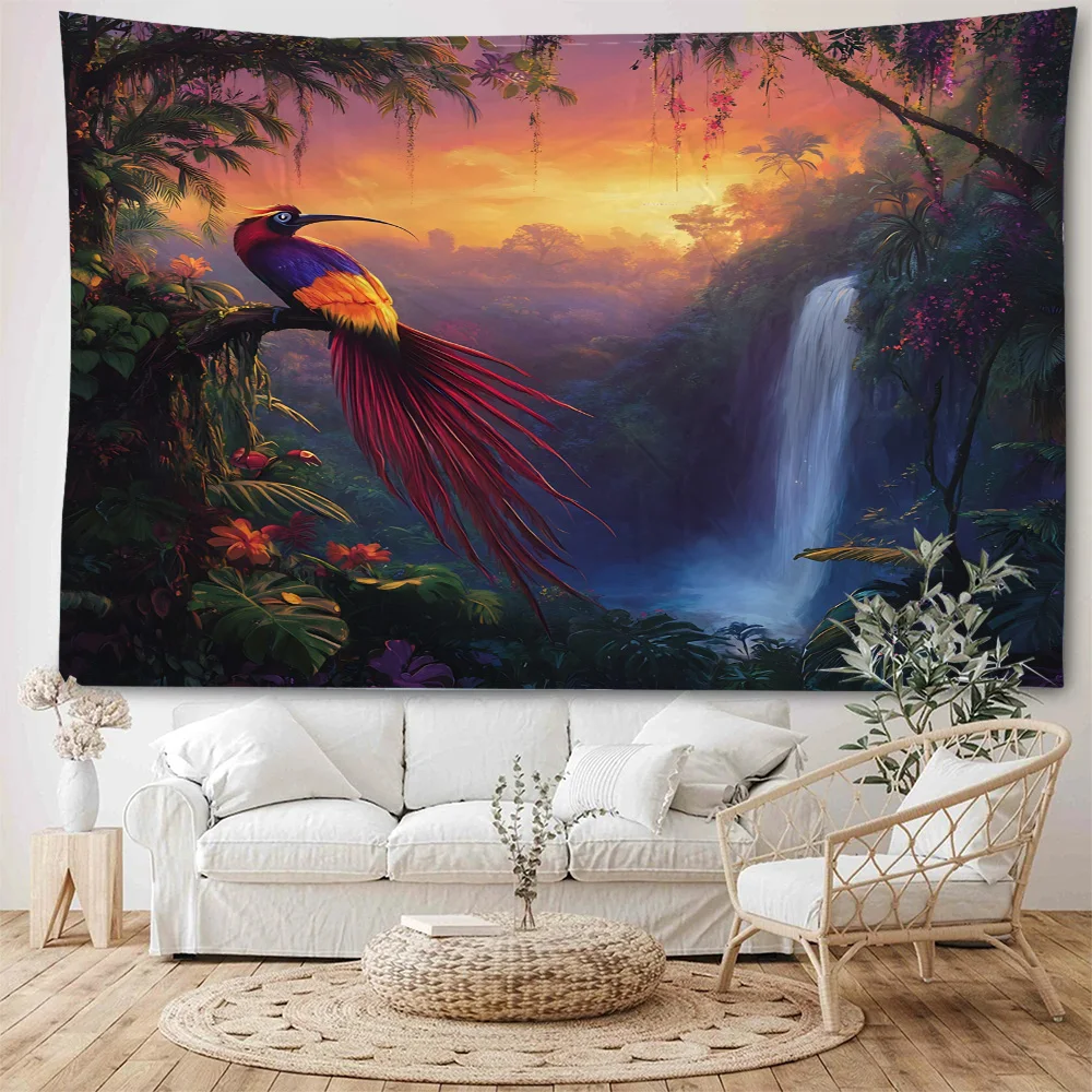 غامضة وغريبة الأمازون البدائية الغابات المناظر الطبيعية الديكور نسيج غرفة نوم المنزل خلفية الديكور نسيج