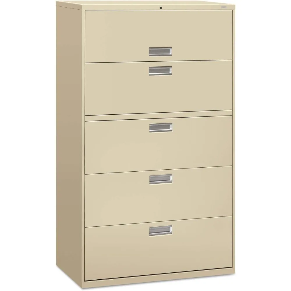 

600 Series 5-Drawer Lateral File Cabinet, Locking, Letter/Legal, Putty/Beige, 42-inch W