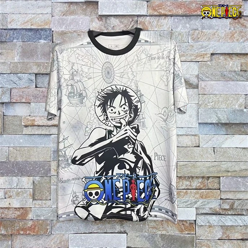 Herren One Piece Anime T-Shirt Luffy Minimaler Aufdruck Jungen Kleidung Mädchen Kurzarm Herren Trikot Lässig Leichtgewichtig – Detail 2