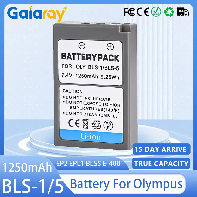 OLY BLS-1 BLS-5 Camera Battery 1250mAh Rechargeable Battery for Olympus OLY EP2 EPL1 EPL2 EP1 BLS5 E-400 E-410 E410 E-420 Camera