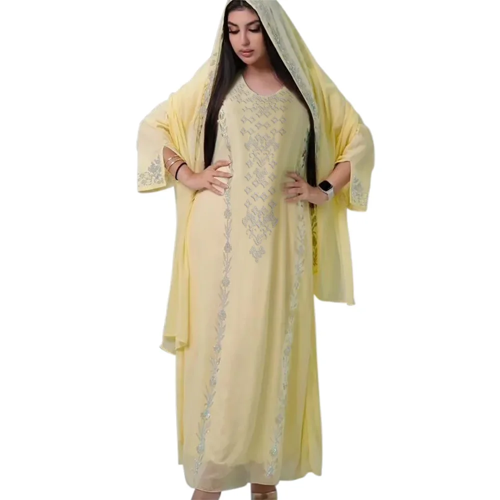 Islam Clothing Abaya African Dress for Women Muslim Dress Dubai Abaya Long Dresses Women Diamond Lace-up Robe Musulman Djellaba