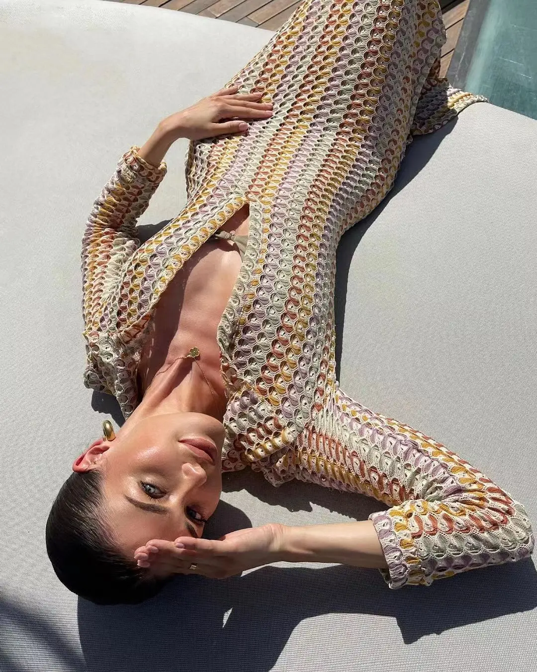 Handgemachter aushöhlen Sexy Low Cut V Ne Split Dr Long Sve a Line Rock Pendeln Sle High Waist Damen Faion Dr