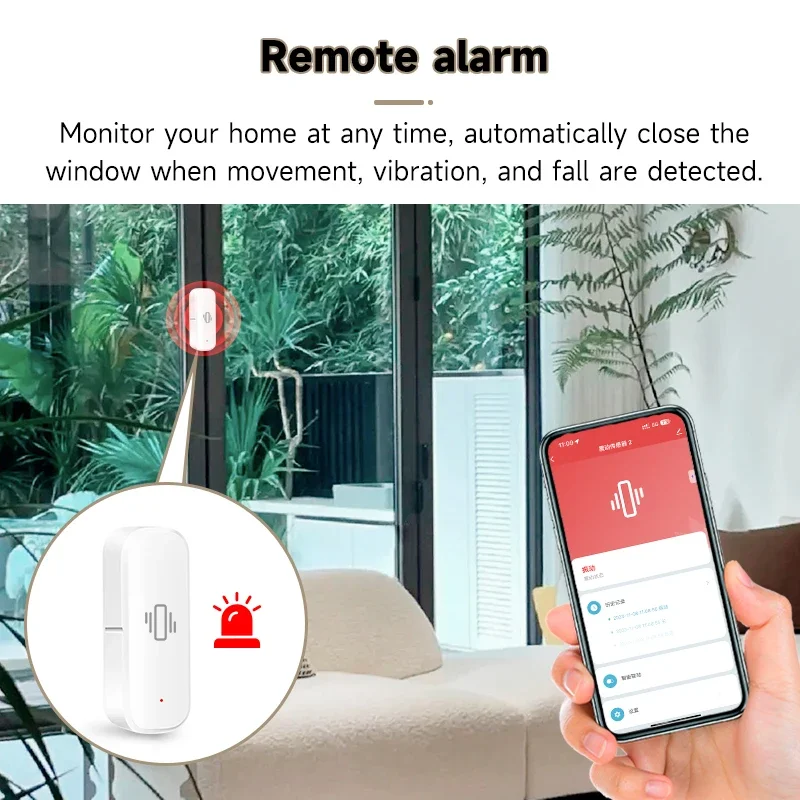 Sensor de Vibração Inteligente com Wi-Fi e Detecção Zigbee, Movimento em Tempo Real, Alarme de Choque, Notificação APP, Registro de Vida