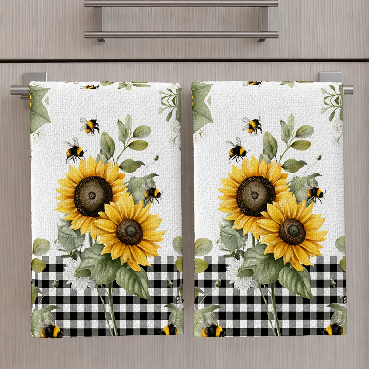 

Полотенце для посуды с узором подсолнухов и пчел, кухонное полотенце, тряпка для мытья посуды - Декоративное и функциональное полотенце для домашнего использования на кухне