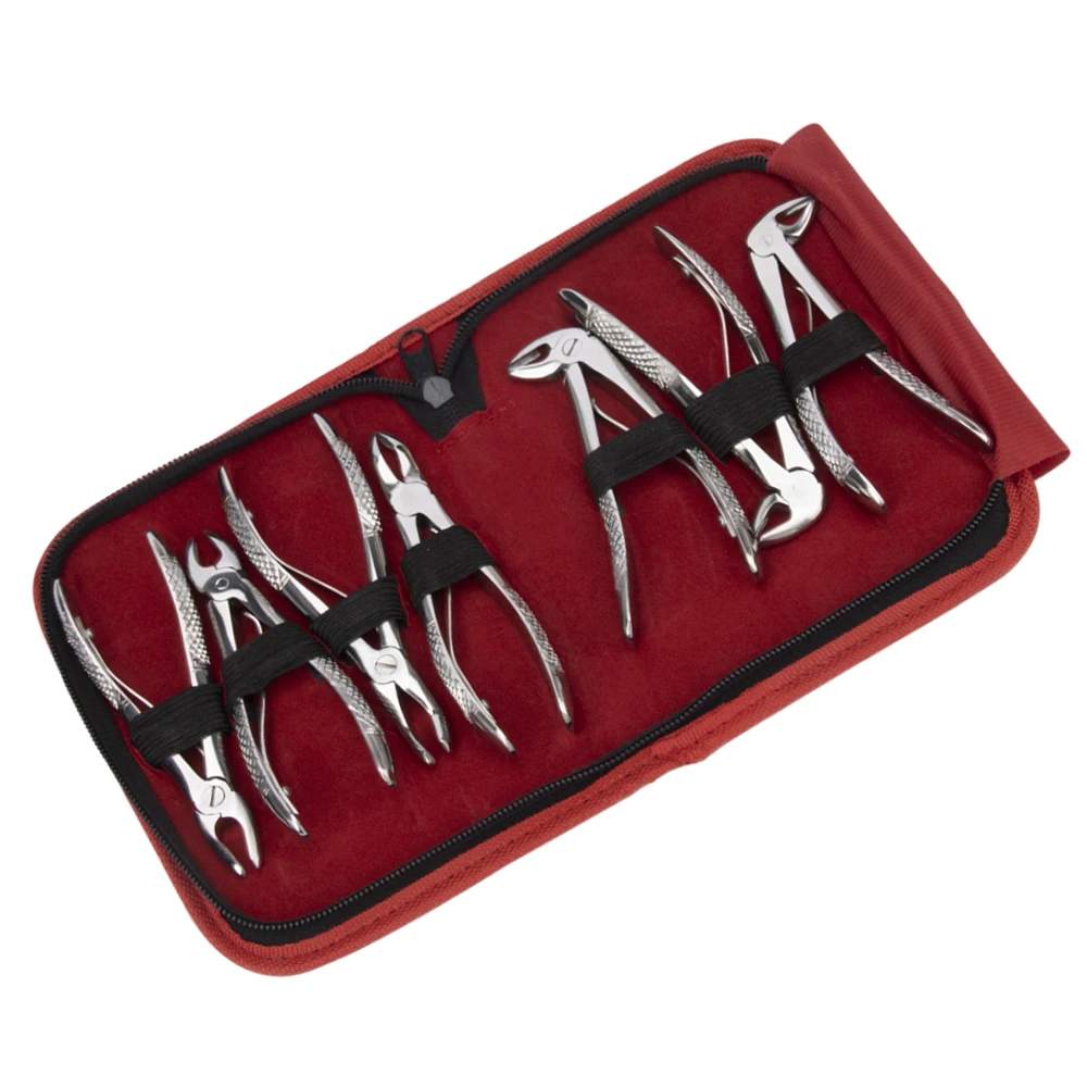 

7Pcs/Set Dental Children Tooth extraction forceps Kit Dentist Surgical Instruments Tools Set Curved Root Lift Elevator Pliers