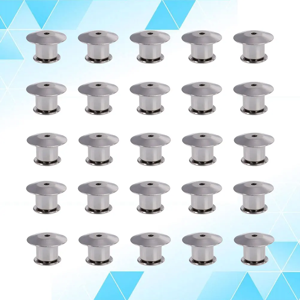 

25pcs Metal Flat Locking Pin Backs For Brooch Badge Accessories Sturdy Smooth Finish Secure Fastening Ideal For Jewelry Lapel