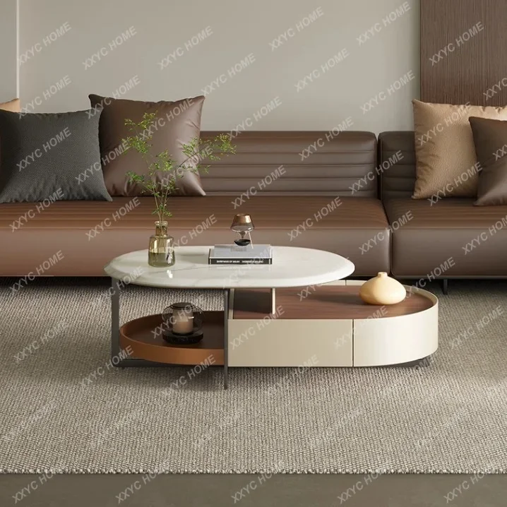 X-S New minimalist microcrystalline stone marble coffee table light luxury premium HG