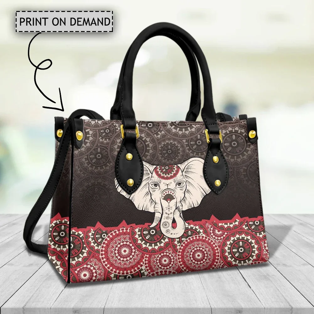 Mandala Elephant Women's Handbag High Quality Elegant Party Shoulder Bags Tribal Bohemian Printing Female Ladies Hand Strap Tote