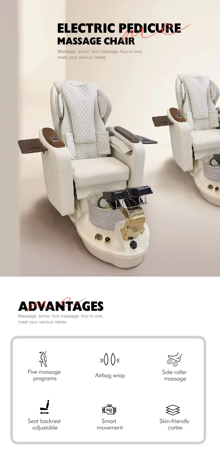 Luxuriöser Elektrischer Fuß-Spa-Massagesessel mit Automatischer Pediküre-Funktion, Modernes Leder-Nagelstudio-Möbelstück mit LED-Beleuchtung, Komfort für Schönheitssalons – Detail 1