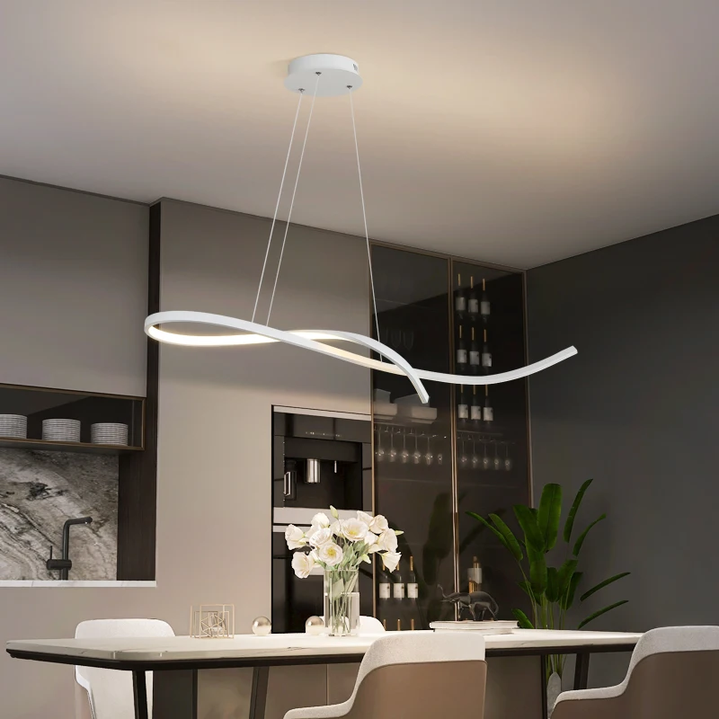 Lampe LED Suspendue Blanche au Design Minimaliste Moderne, Luminaire Décoratif d'Nik, Idéal pour un Salon, une Cuisine ou une Salle à Manger