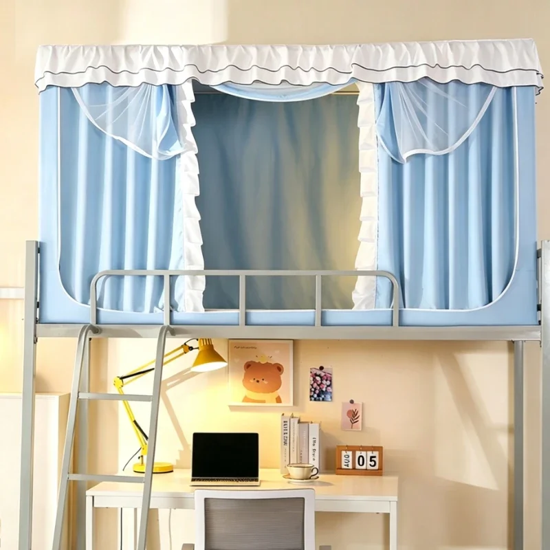 yesDormitory bunk mosquito net bed curtain shading three doors Dormitory bed curtain bracket retractable dust mosquito net