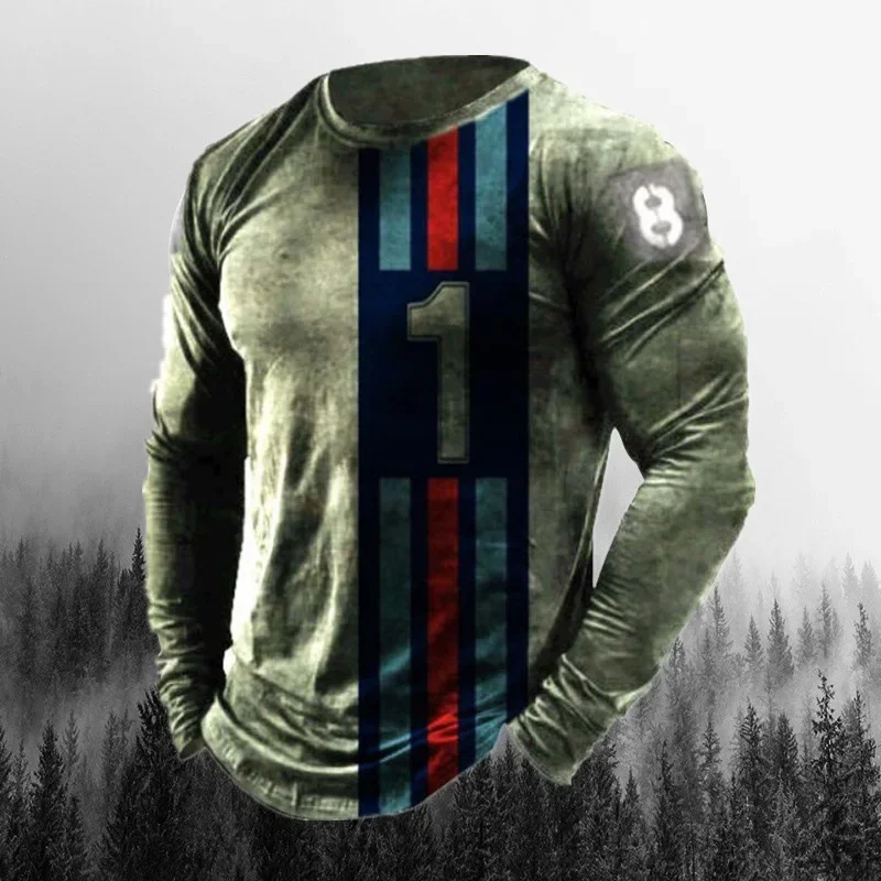 

2024 New Fashion Men's Flag Printing Long Sleeve T-shirt