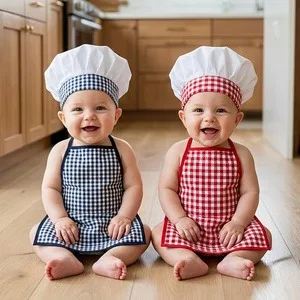 2Pcs/Set Baby Chef Apron Hat Newborn Photography Props Infant Photo Shoot Clothes Toddler Cook Cosplay Costume Outfits Studio