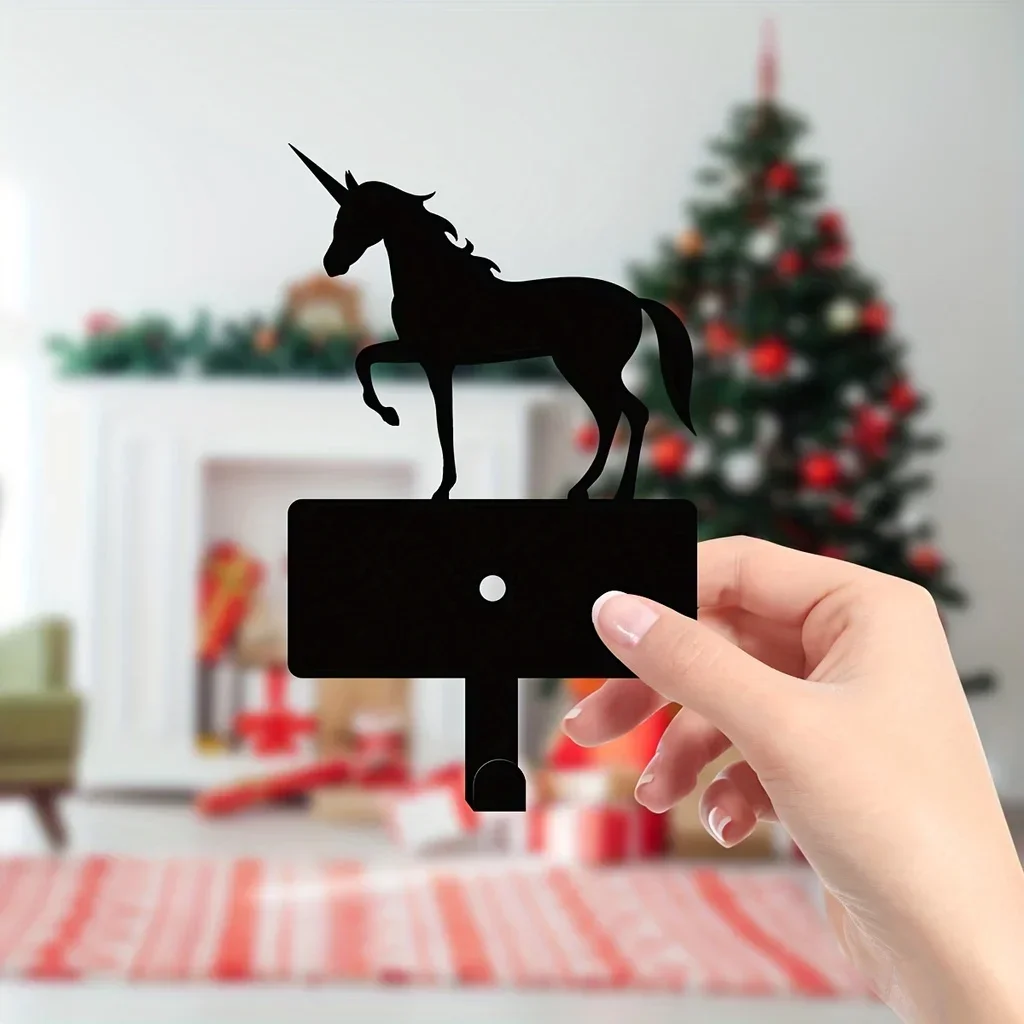 Metal Christmas Unicorn Wall Clothes Hooks Key Belt Wall Decoration Hanger Christmas Decoration, Scene Decor, Festival Gifts Hom