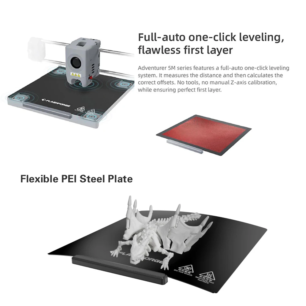 Flashforge Adventurer-impresora 3d de alta velocidad, extrusora directa de nivelación automática completa, placa PEI Flexible, recuperación de