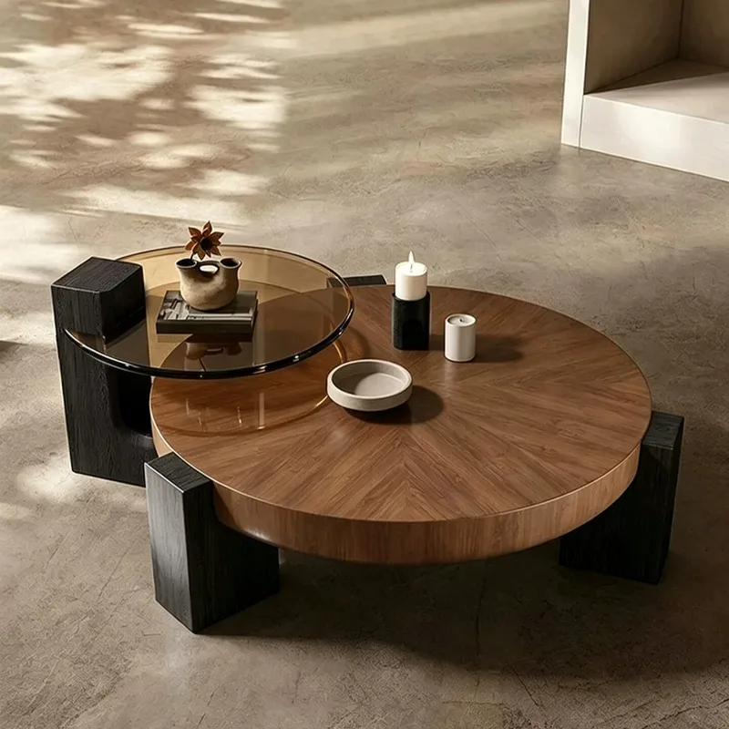 Wooden Glass Coffee Tables Black Brown Sectional Round Center Coffee Tables Modern Funky Sets Tavolino Da Salotto Home Furniture