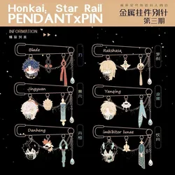 Anime Honkai: Star Rail Jing Yuan Dan Heng Blade Metal Badge Button Brooch Pins Cosplay Collection Cartoon Clothing Decor