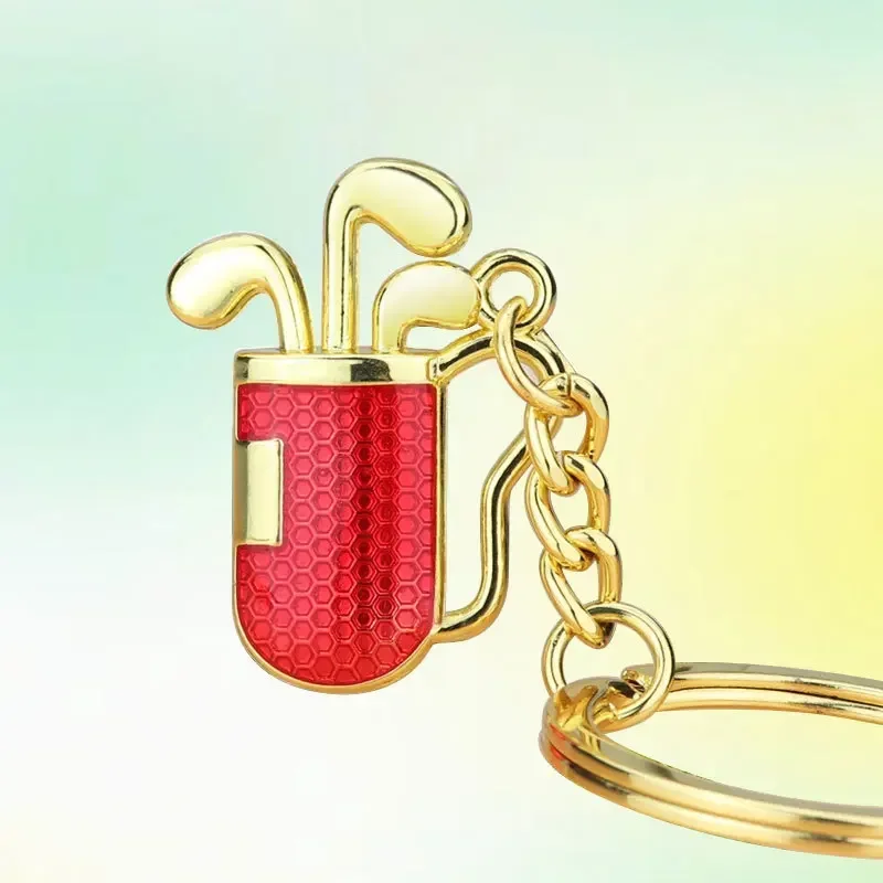 GEFENSI Golf Barrel Club Keychain Pendant Cute Mini Metal Golf Cart Key Ring Golf Club Souvenir Key Chain Boy Dad Boyfriend Gift