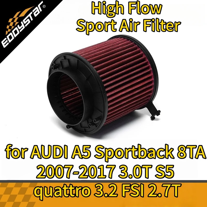 

High Flow Sport Air Filter for AUDI A5 Sportback 8TA 2007-2017 3.0T S5 quattro 3.2 FSI 2.7T Washable Racing Intake Filters