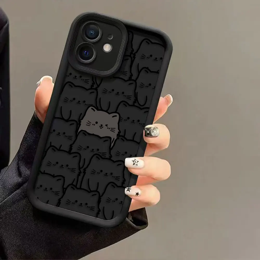 Divertente Nero Del Fumetto Gatto Cassa Del Telefono Per MOTO G9 G22 G24 G30 G32 G52 G53 G54 G60 G75 G84 G85 E22 E32 E40 EDGE 40 50 60E TPU caso