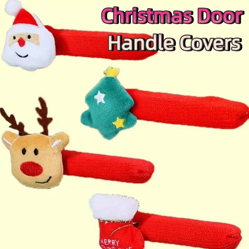 

Cartoon Christmas Door Handle Covers Protective Soft Door Knob Cover Anti Collision with Hanging Bells