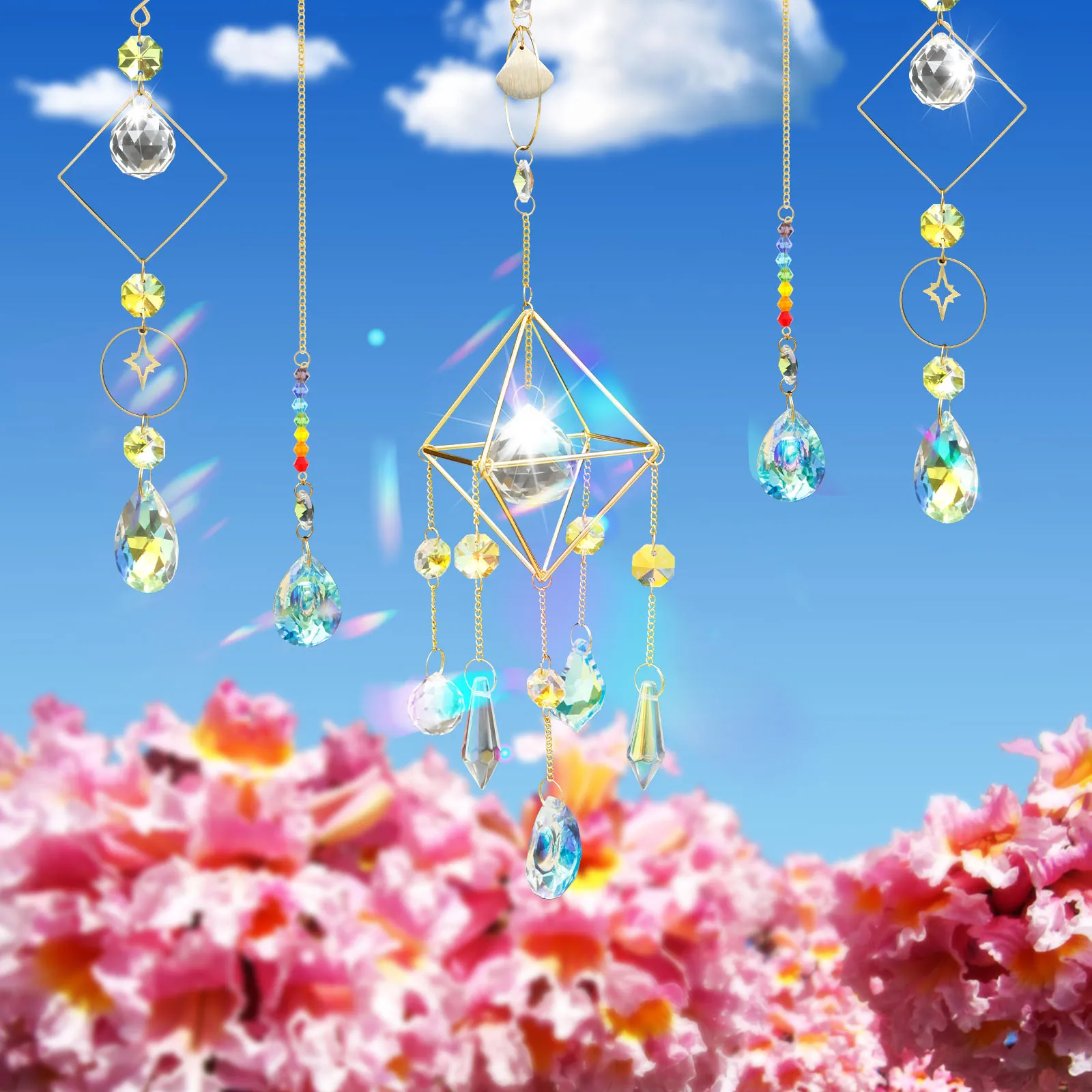 

400Pcs DIY Suncatcher Kit Creative Sun Catchers Hanging Colorful Prism Decor with Imitation Crystals for Home Garden Bedroom New