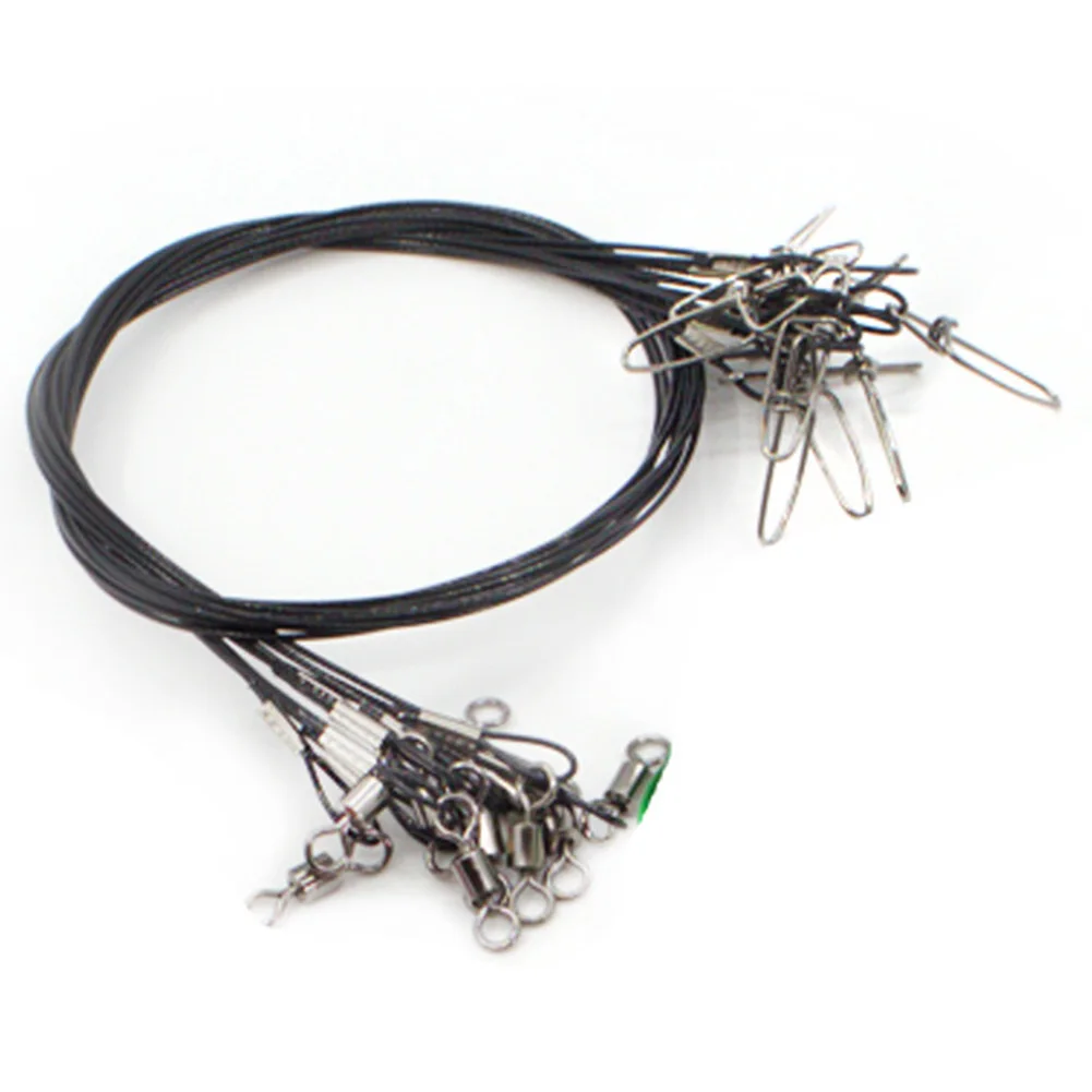 Steel Wire With Snap Swivel Enhanced Anti Bite Defense! 10pcs Fishing Steel Wire Leader with Snap Swivel Included