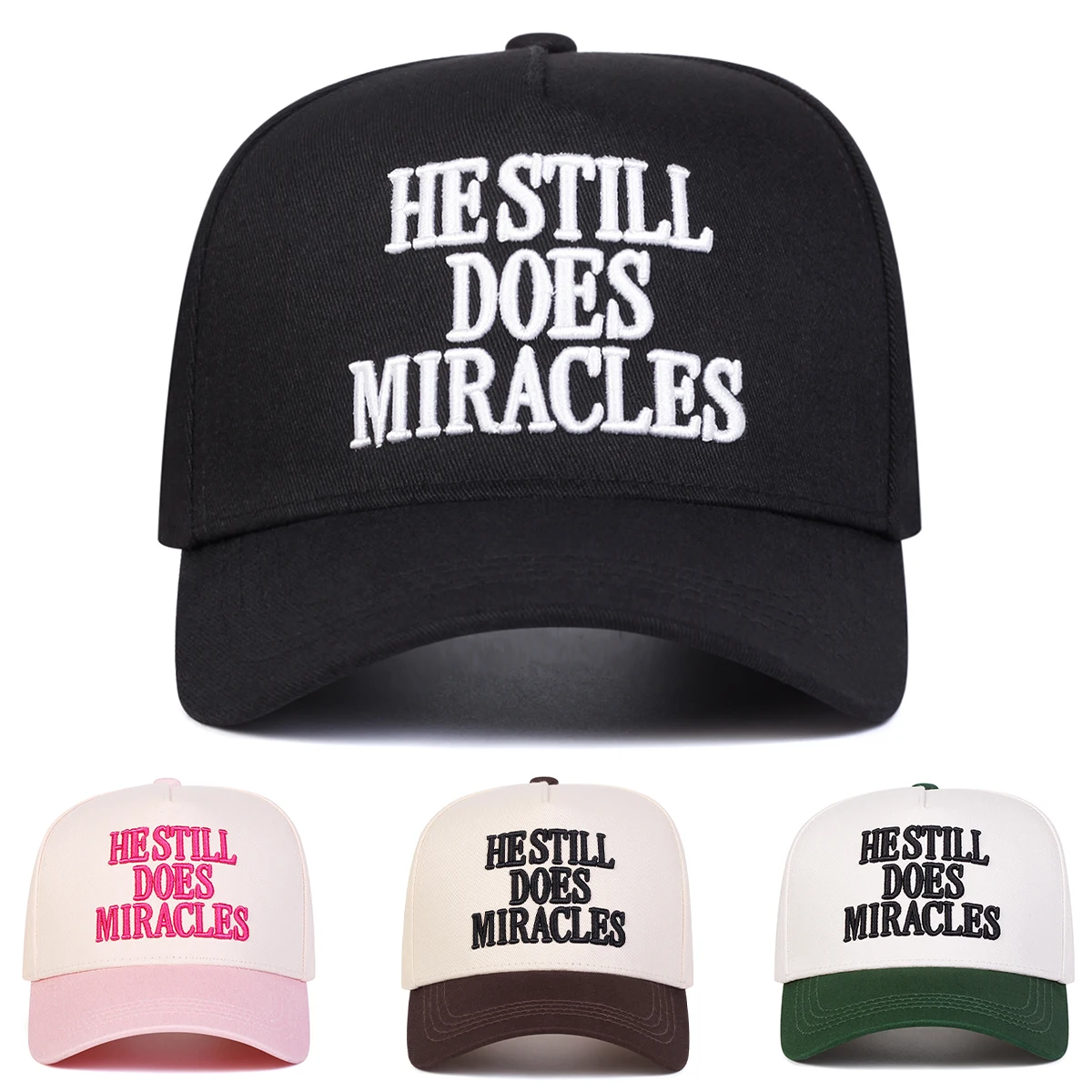 Unisex HESTILL DOES MIRACLES Baseballkappen mit Buchstabenstickerei, verstellbar, für den Frühling und Herbst, lässiger Sonnenschutzhut