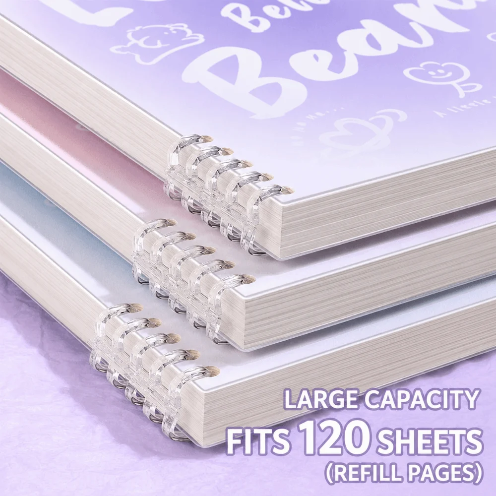 Multi-functional A5/B5 Loose-leaf Notebook Gradient Color No-Burr Ring Binder Notebook Detachable Notepad Studnets