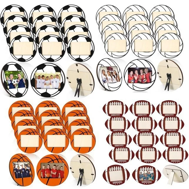1Pcs Wooden Ball-Themed Photo Frame Sports-Themed Wooden Product Desktop Ornament Player Commemorative Gift Wooden Product