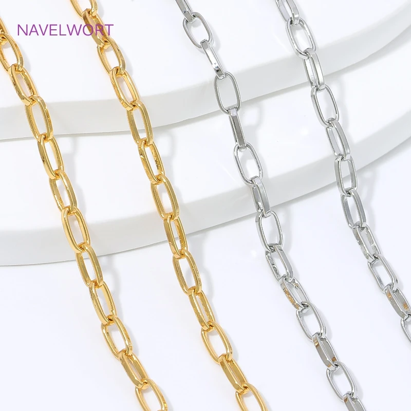 Chaînes en gros plaquées or 18 carats en laiton, chaîne plate ovale pour la fabrication de bijoux, fournitures pour la création de colliers faits main DIY