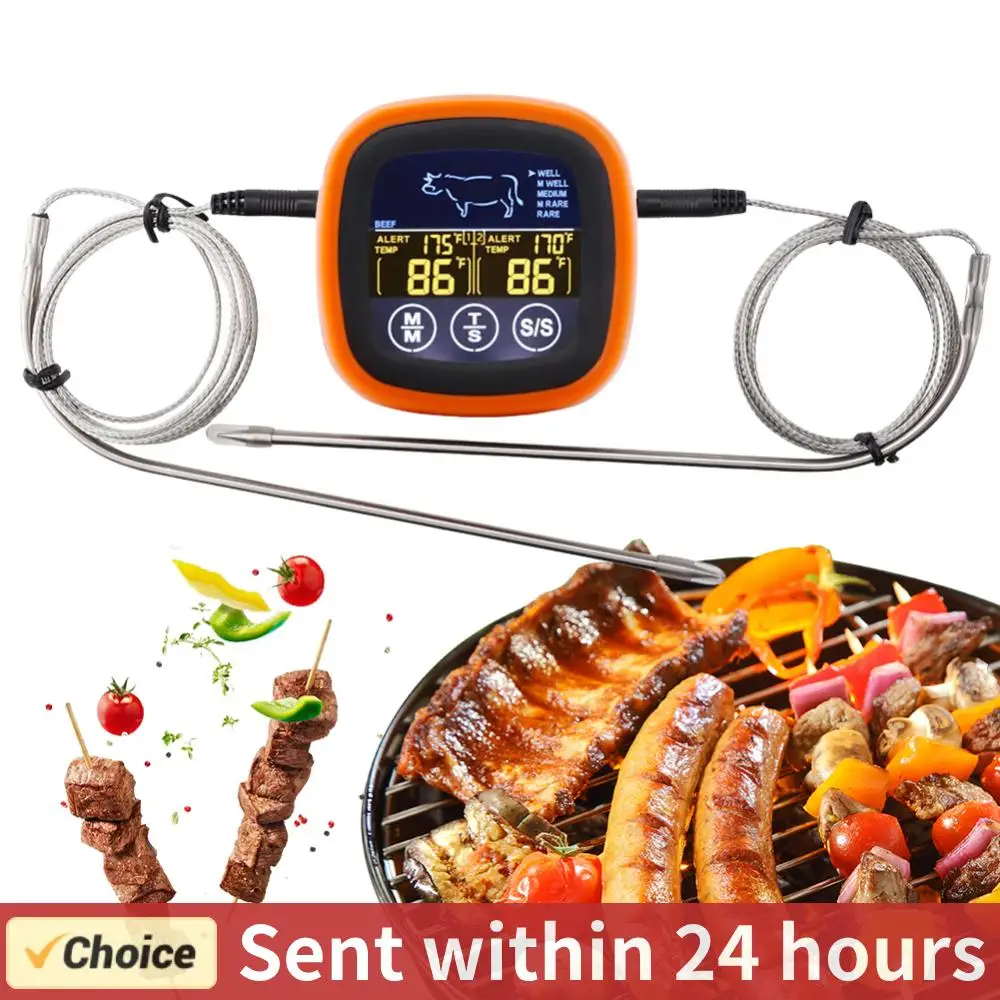 Digital Steak BBQ Timer Cooking Tools Touch Screen Waterproof Meat Temperature Probe Kitchen Meat Probe Thermometer for Grilling