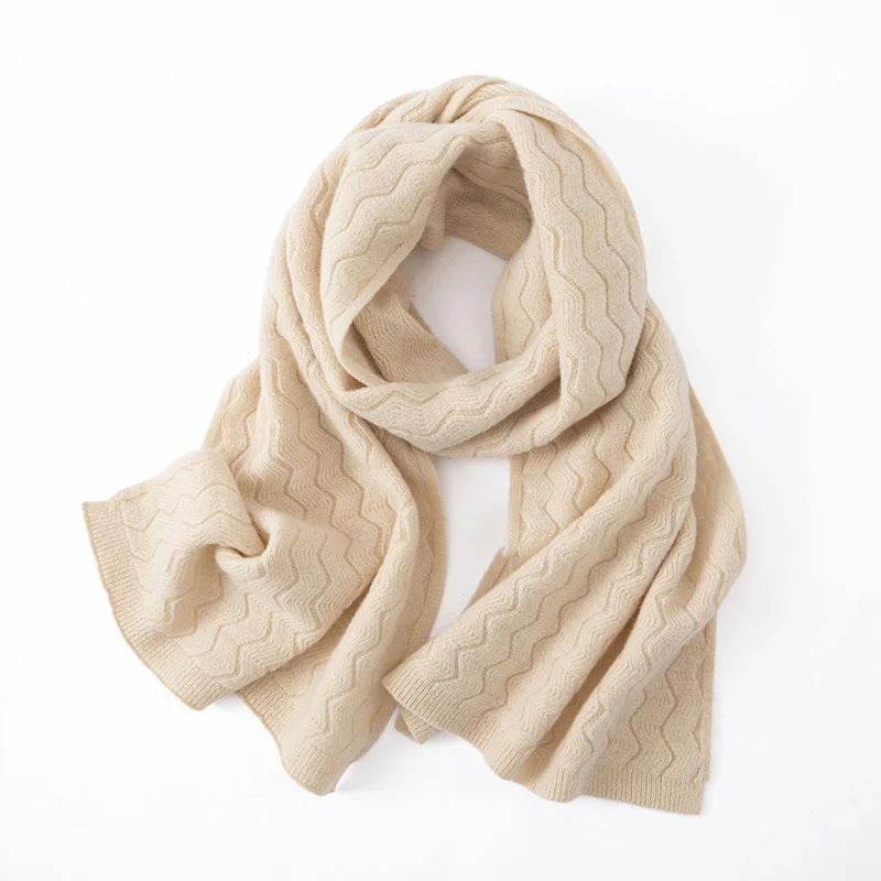 

Autumn and Winter Women's Scarf Comfortable Soft Solid Color Knitted Women's Long Style 100% Australian Sheep Scarf New Product