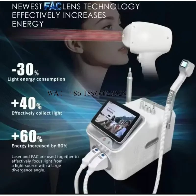WMWMNU for Desktop Portable 2 in 1 Diode 4 Wavelengths Ice Cooling Painless Epilator for Salon Spa