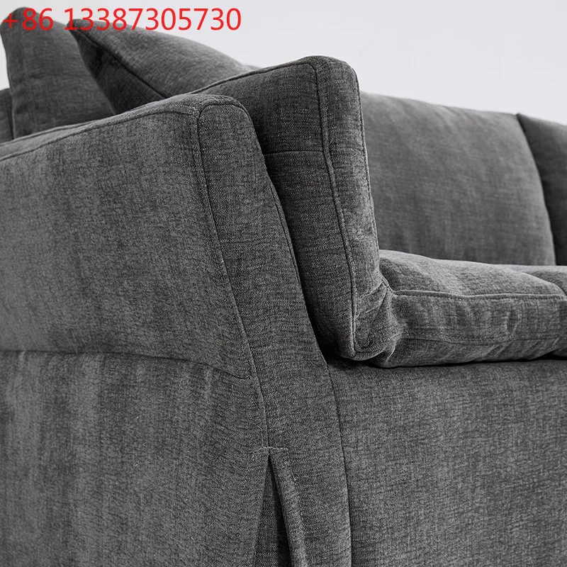 

Home silent wind fabric sofa small apartment straight row full dismantling and washing cotton and linen fabric solid wood sofa