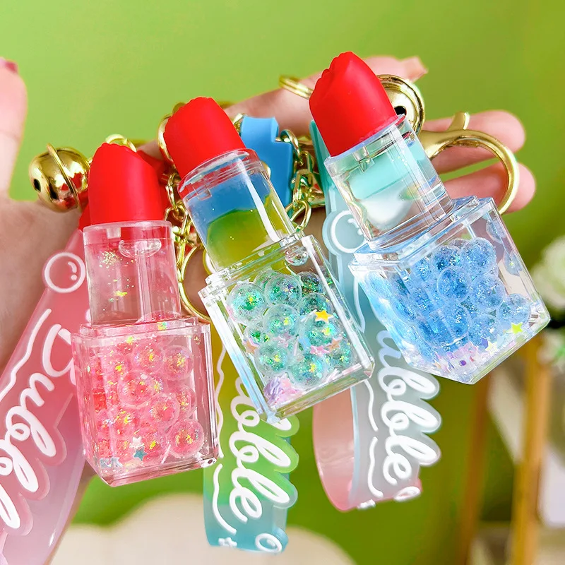 Oil-Filed Luminous LipKeychain Exquisite Cute Liquid Quicksand During Personized Fashion Accessories