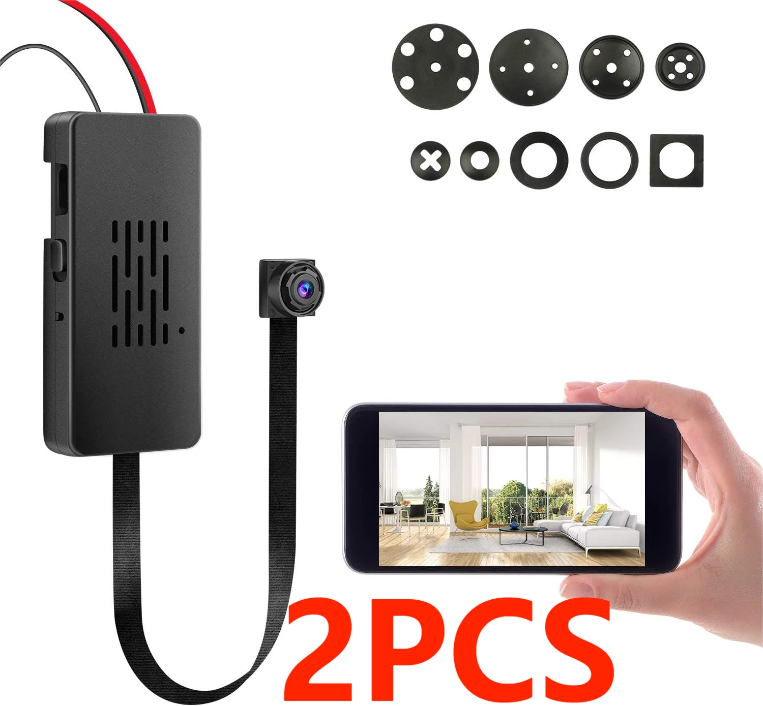 

2pcs Ultra-Small Camera,DIY Camera,FHD,Support 128 GB Misco SD Card Compatible,6 Hours Continuous Recording,Motion Detection