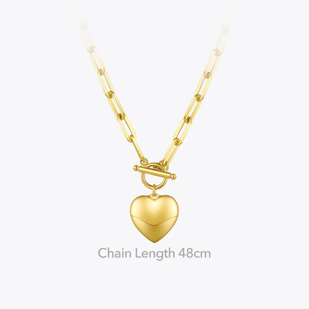 ENFASHION Heart Pendant Necklaces For Women Gold Color Stainless Steel Choker Necklace Fashion Jewelery Party Wholesale P203148