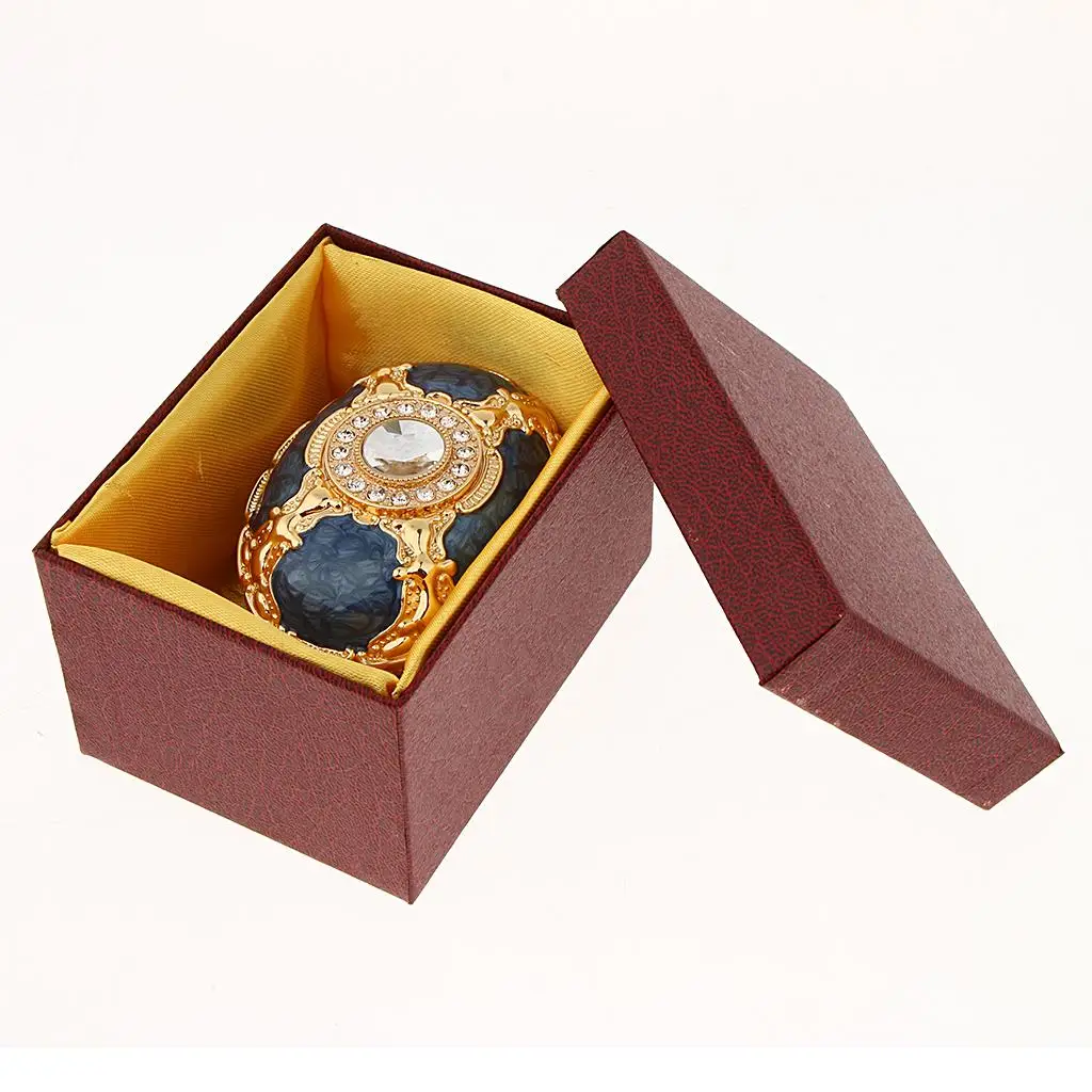 Hand Painted Enamel Jewelry Storage Box Vintage Oval Alloy Case Gift Organizer for Rings and Necklaces