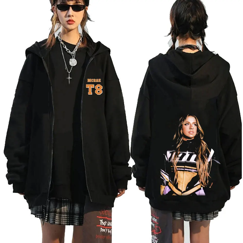 Tate McRae T8 So Close To What 2025 álbum cremallera sudaderas con capucha hombres mujeres ropa de manga larga con cremallera sudaderas jerseys Sudadera con capucha abrigo