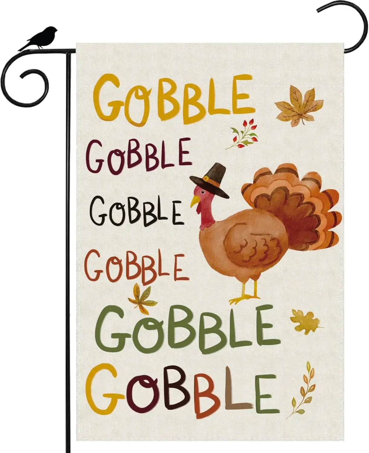 Gobble Thanksgiving Turkey Fall Garden Flag 12x18 Inch Double Sided Small Mini Yard Outdoor Outside Holiday Decoration