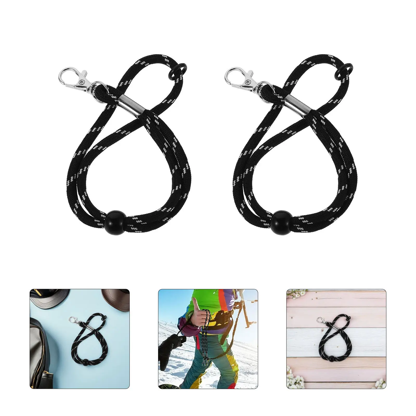 

2Pairs Ski Glove Anti-Lost Wrist Straps Adjustable Safety Leashes Portable for Winter Sports Skiing Snowboarding Accessories