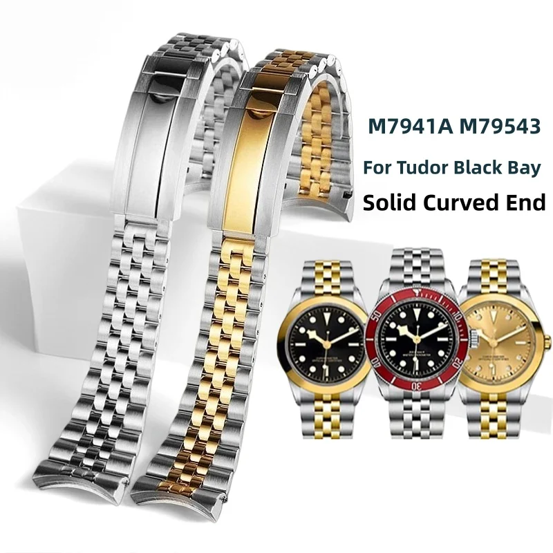 

Для Tudor Black Bay Series M7941A Little Red Shield Red Flower 41 мм, новый цельный браслет из нержавеющей стали с пятью звеньями, 20 мм, 21 мм, 22 мм